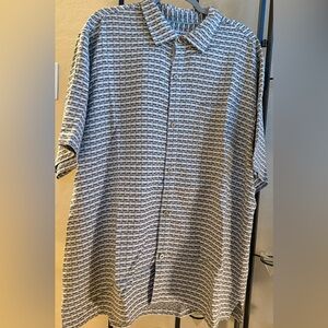 Tommy Bahama Men’s Geo XXL Men’s Silk Button Up in Color Bala Shark